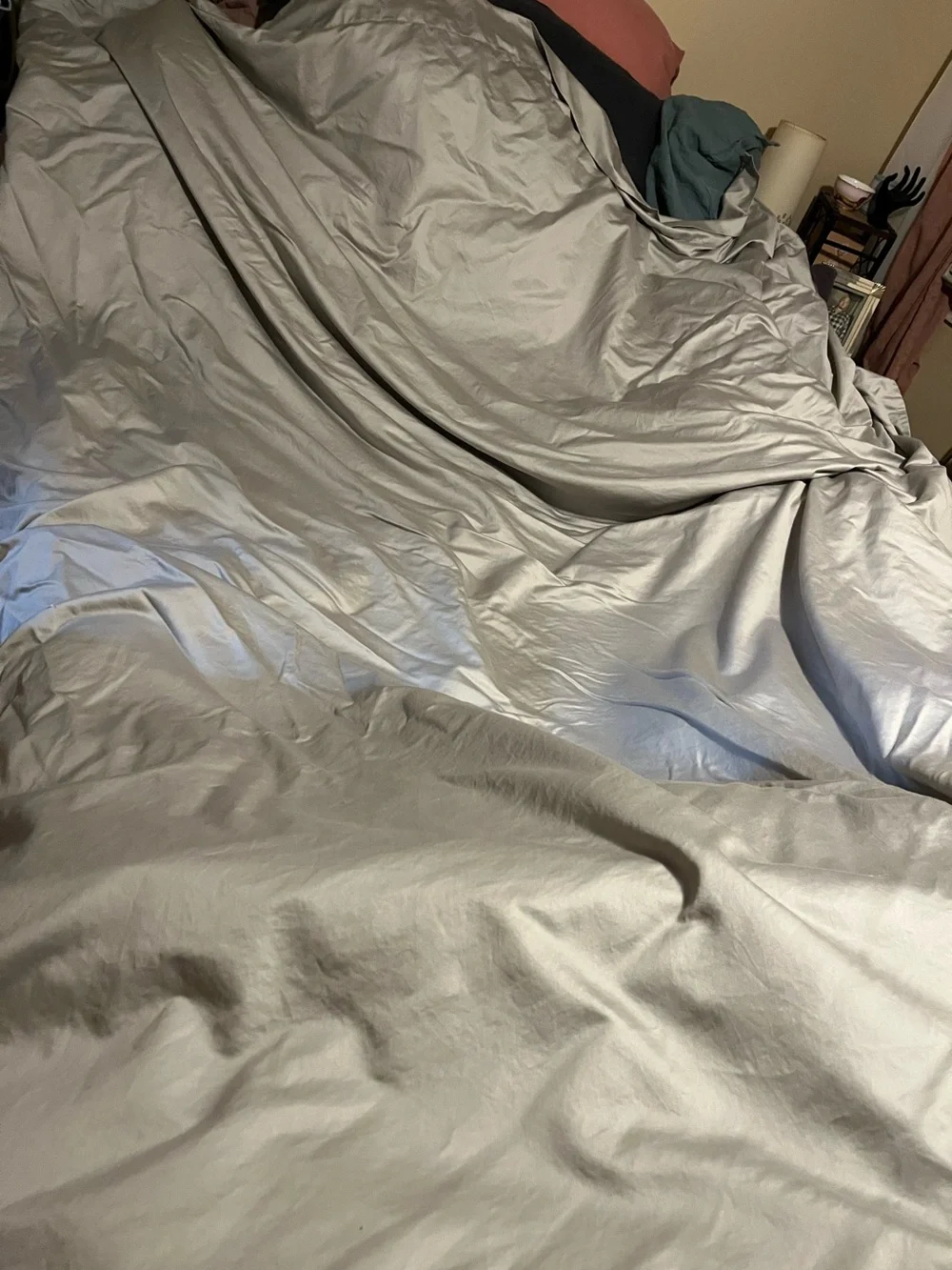 Charter Club ~ Grey/Silver Cotton Flat Sheet - Queen~